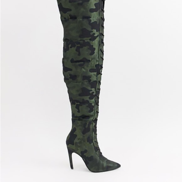 LaQuan Smith Green and Black Over the Knee Boots - Picture 1 of 6